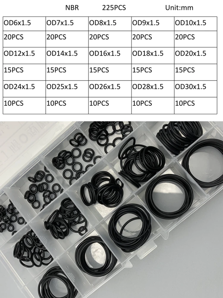 Kit de 225 juntas tóricas NBR  - Auto Repair Cs reseña y precio