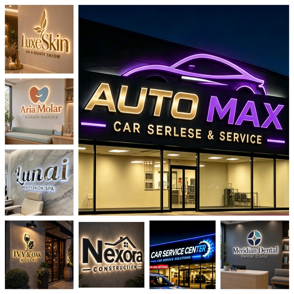 Letrero Luminoso LED 3D Person - Auto Repair Shop Logo Design reseña y precio